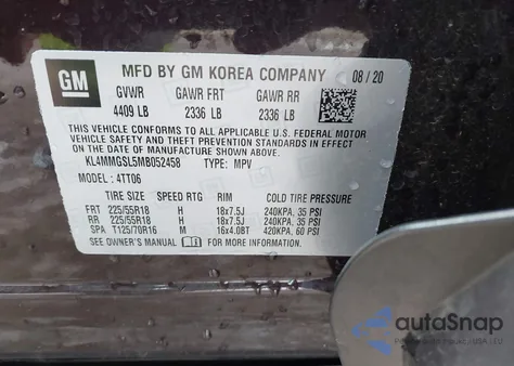 2021 Buick Encore Gx Awd Essence z USA, uszkodzony, nr VIN KL4MMGSL5MB052458